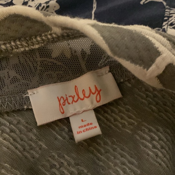 PIXLEY GRAY/WHITE KNIT DRESS SZ L SHEER INSET-BACK NECK V +ZIPPER BUST DARTS - Picture 8 of 8